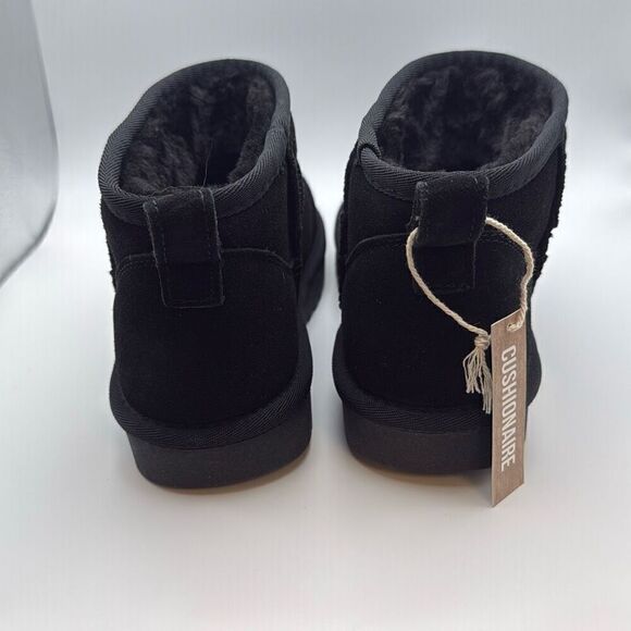 CUSHIONAIRE Women's COZY Genuine Suede Ankle Snow BootsโSIZE 8.5 BLACK - Picture 4 of 7